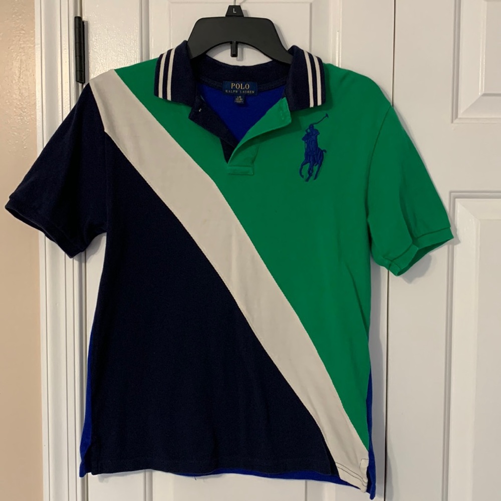 Boys, short sleeve polo shirt, multicolor, size 14/16.